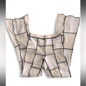 AKIRA Textured Knit Pants in White and Black